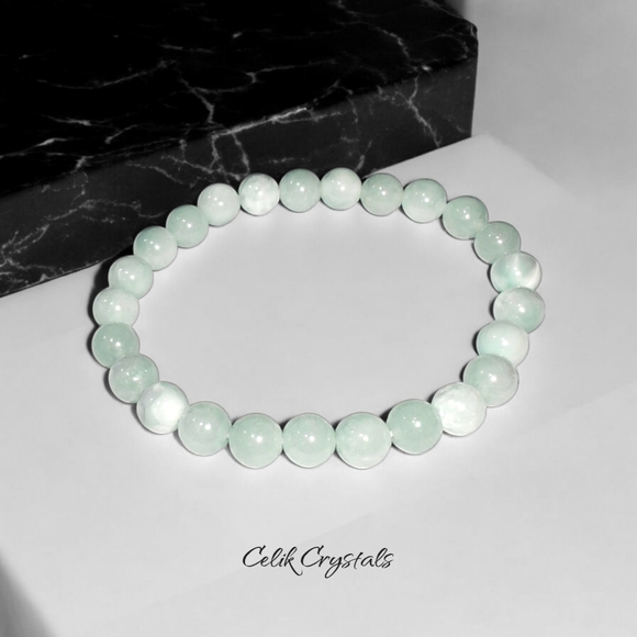 Larimar Bracelet 8mm Natural Stones Unisex Stretch Bracelet - Picture 1 of 6